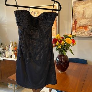 Bebe. Deep blue strapless dress. Size small. Beautiful front design.